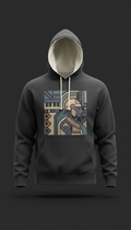 Graphic hoodie in matte black cotton