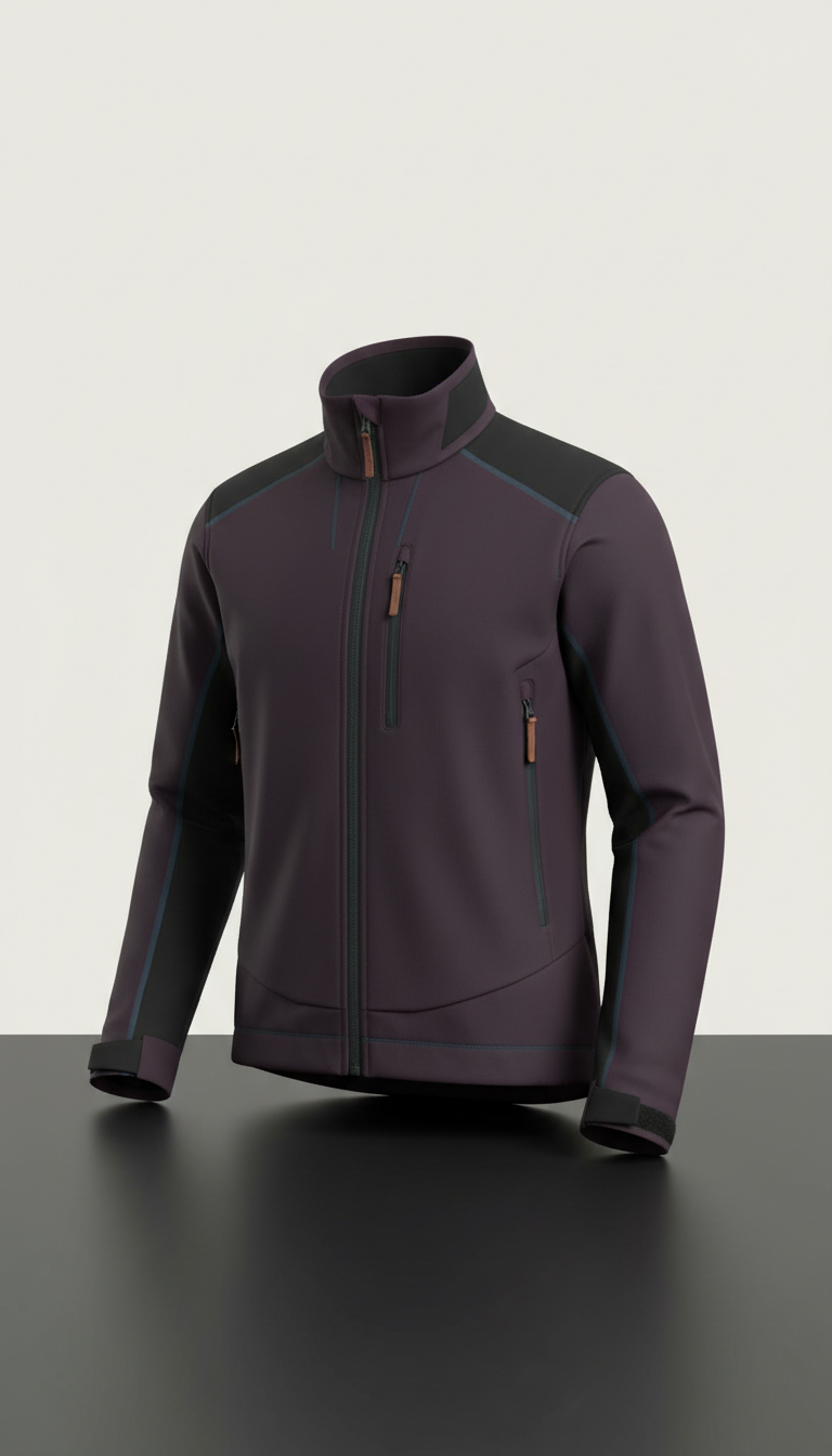 Technical jacket in obsidian plum finish