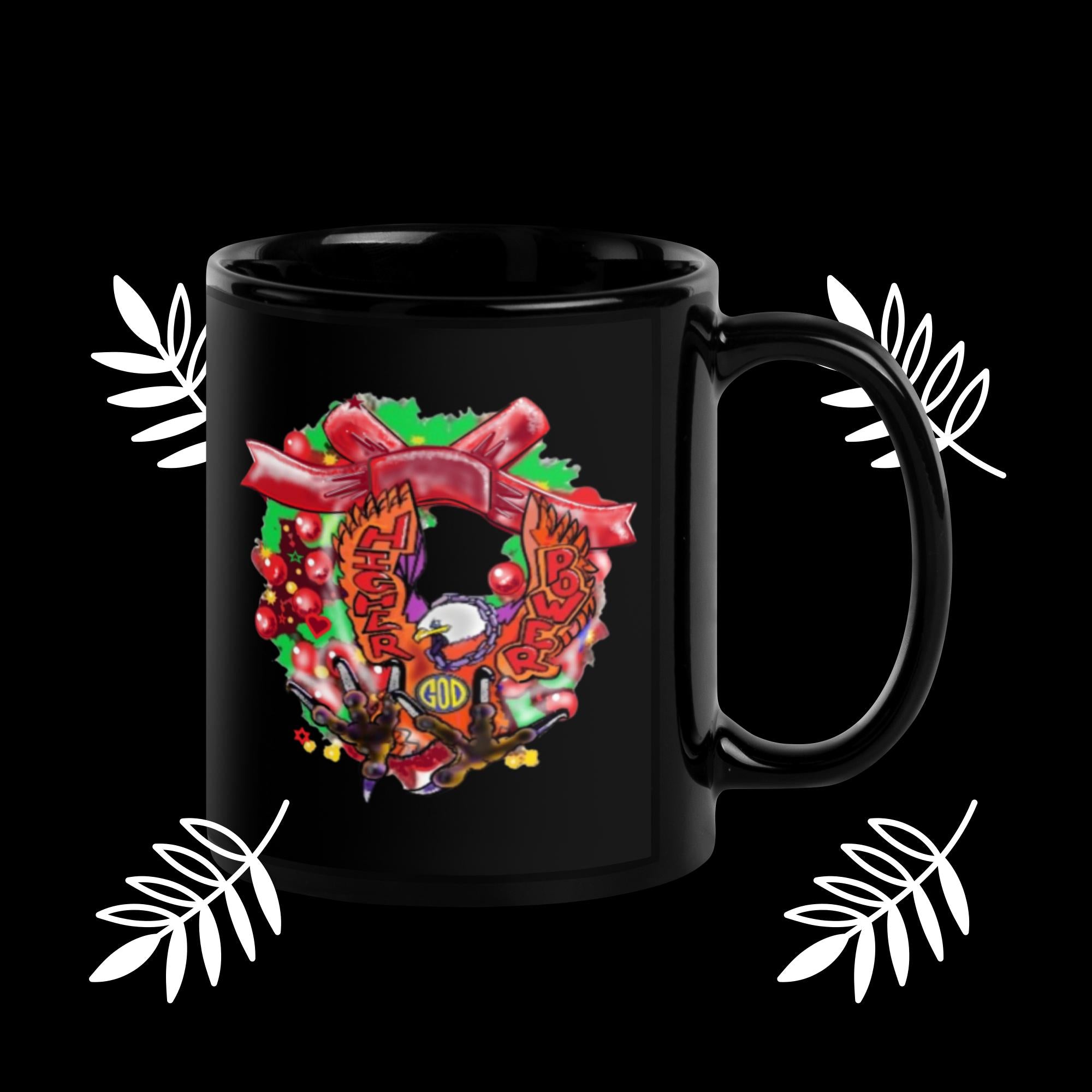 Higher power Black Glossy Mug