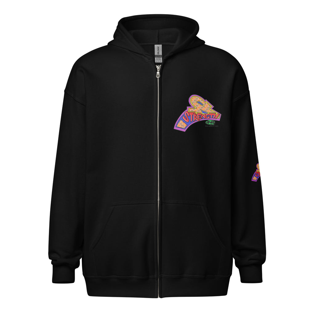 Sudadera unisex con capucha y cremallera de mezcla pesada
