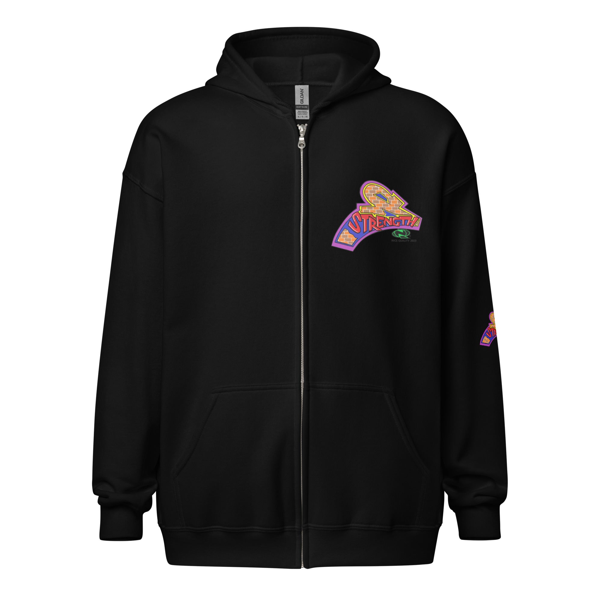 Sudadera unisex con capucha y cremallera de mezcla pesada
