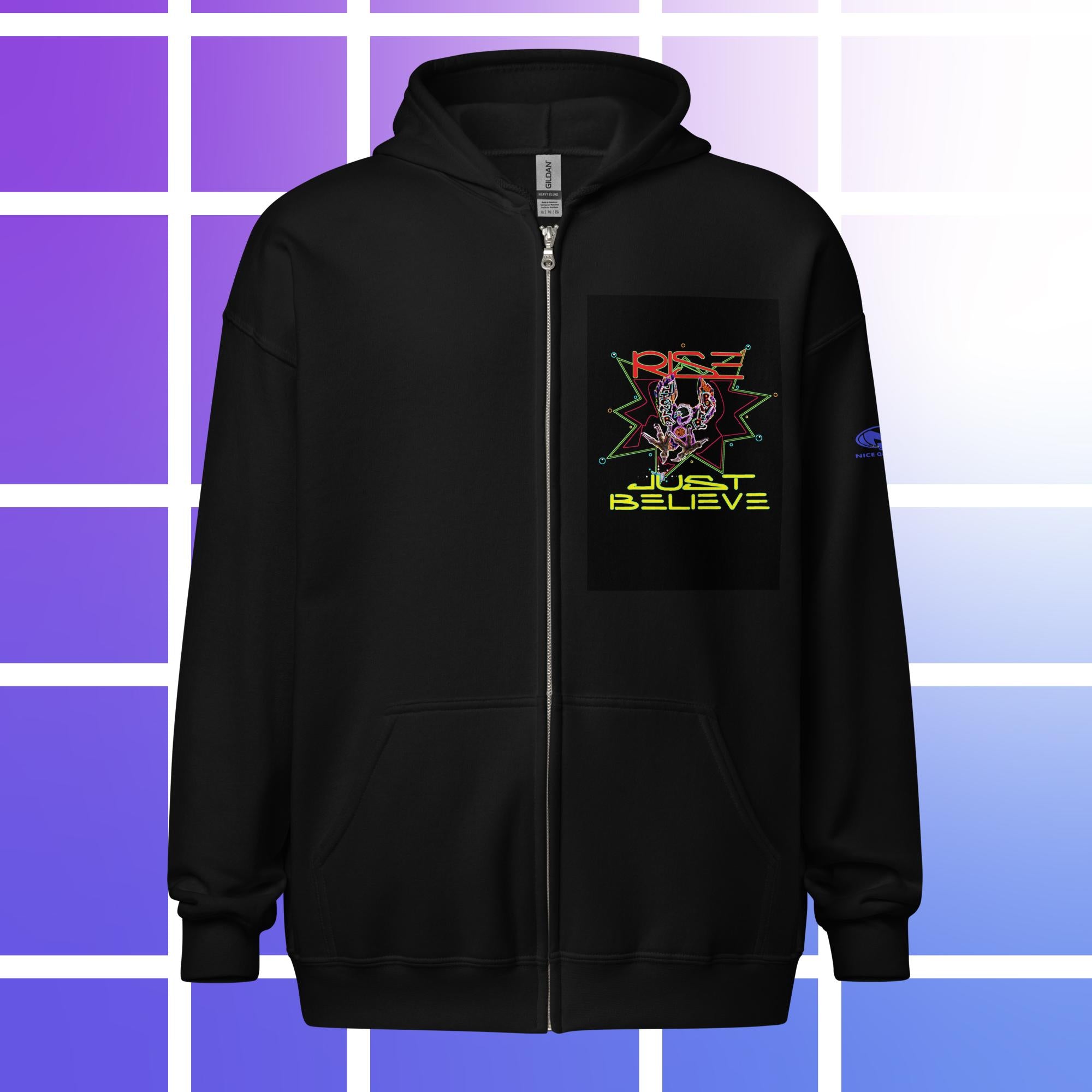 Sudadera unisex con capucha y cremallera de mezcla pesada