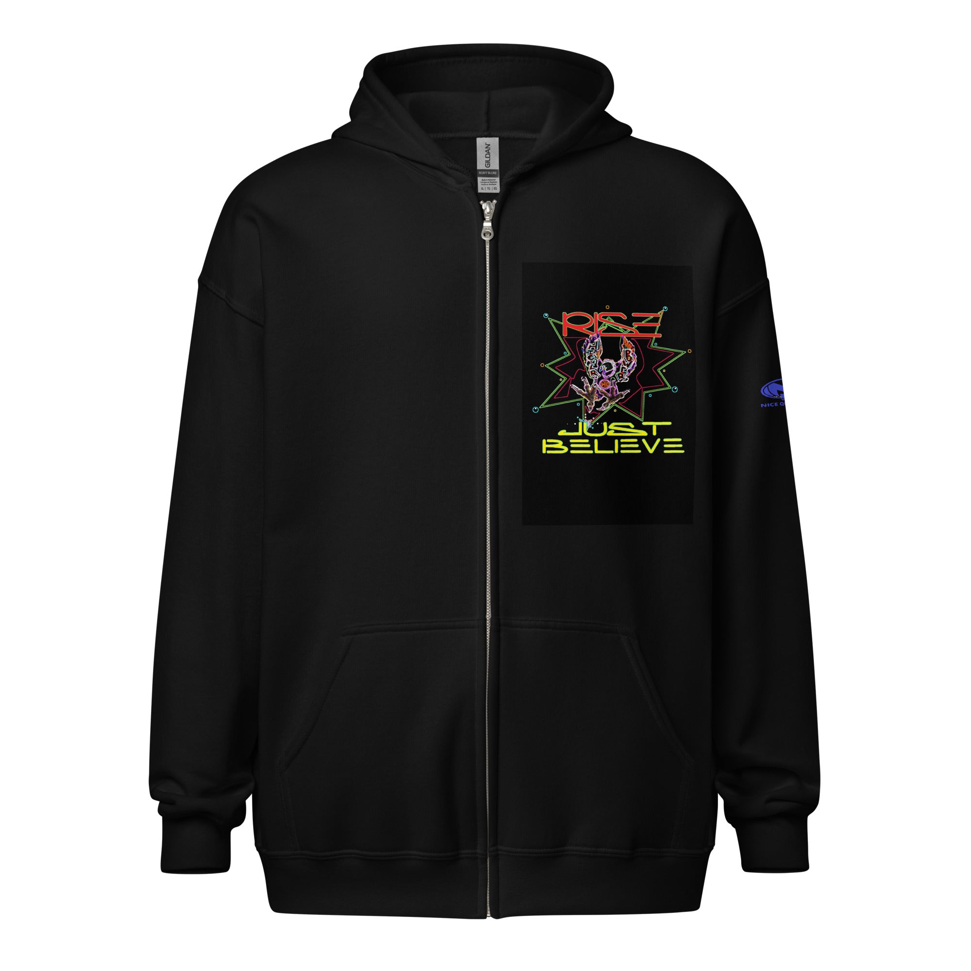 Sudadera unisex con capucha y cremallera de mezcla pesada