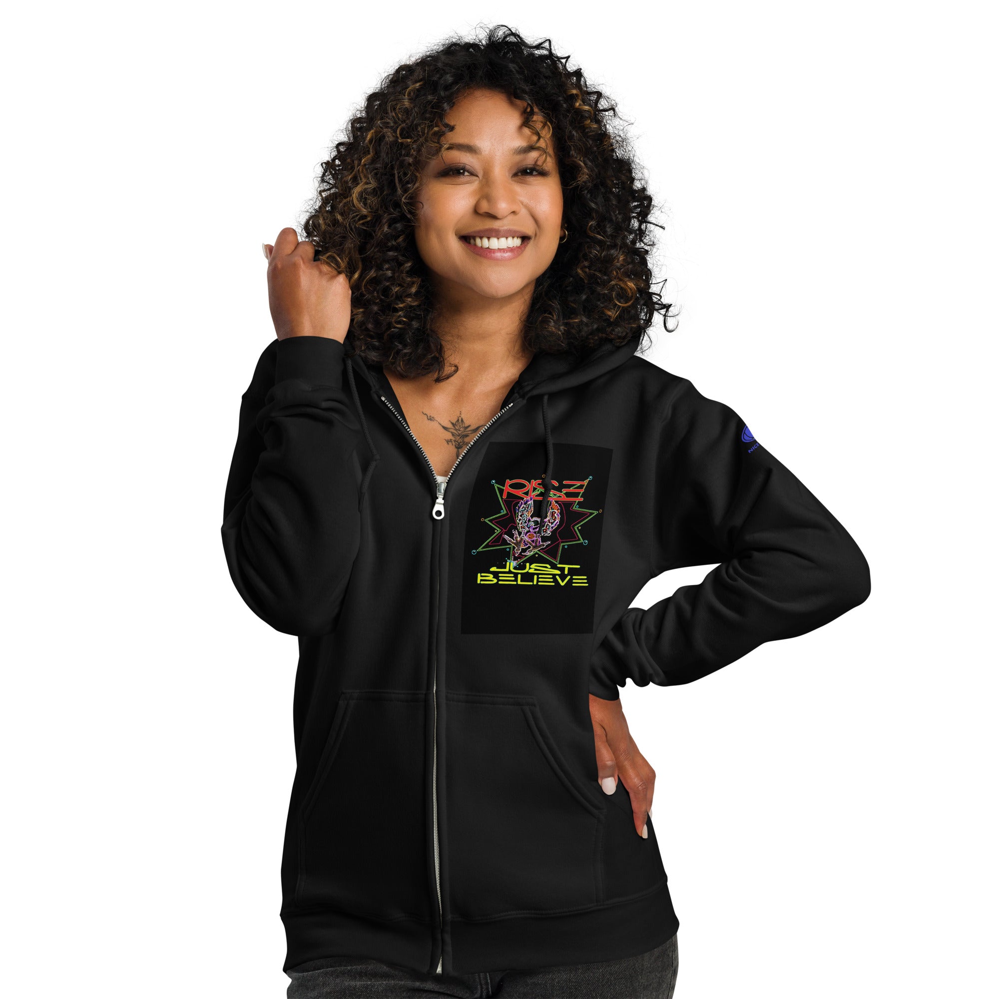 Sudadera unisex con capucha y cremallera de mezcla pesada