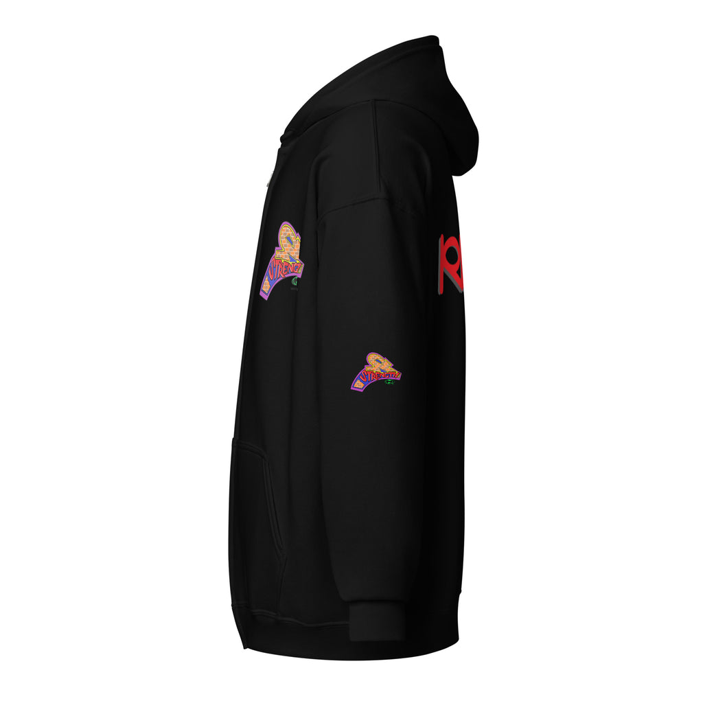 Sudadera unisex con capucha y cremallera de mezcla pesada