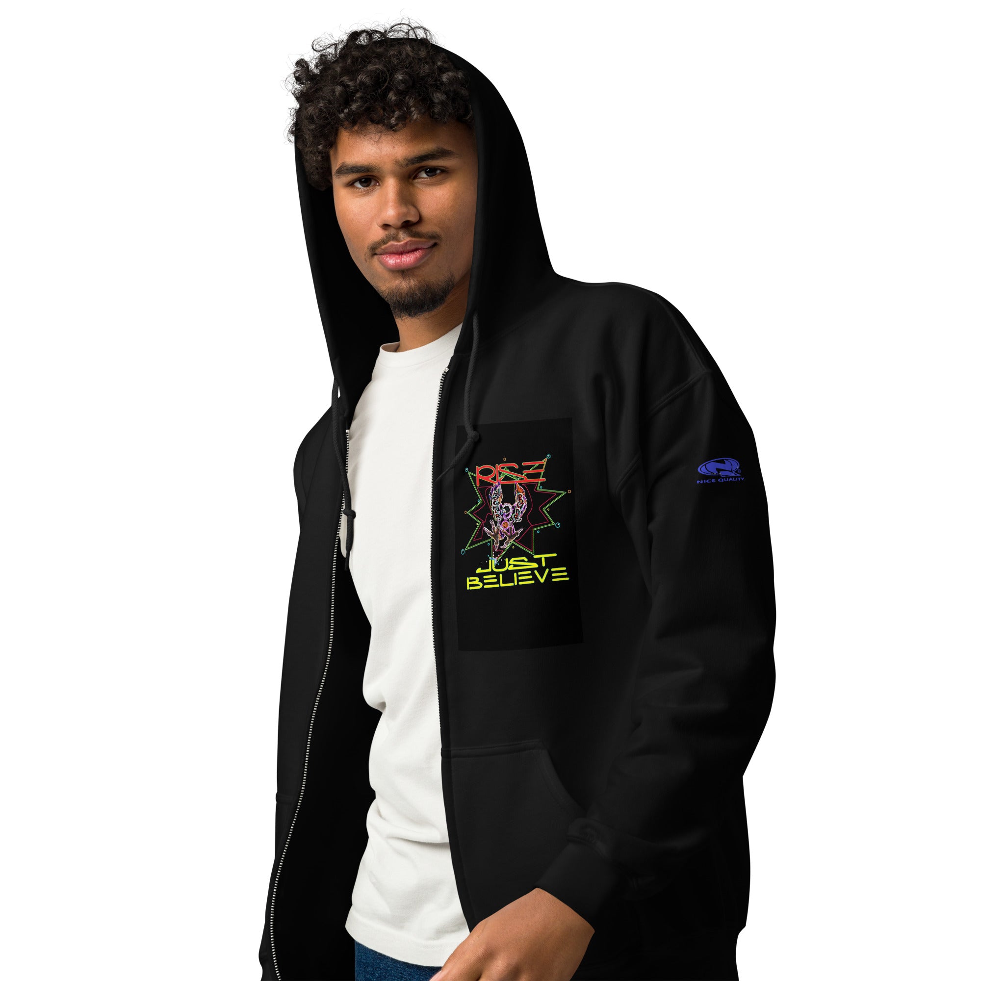 Sudadera unisex con capucha y cremallera de mezcla pesada