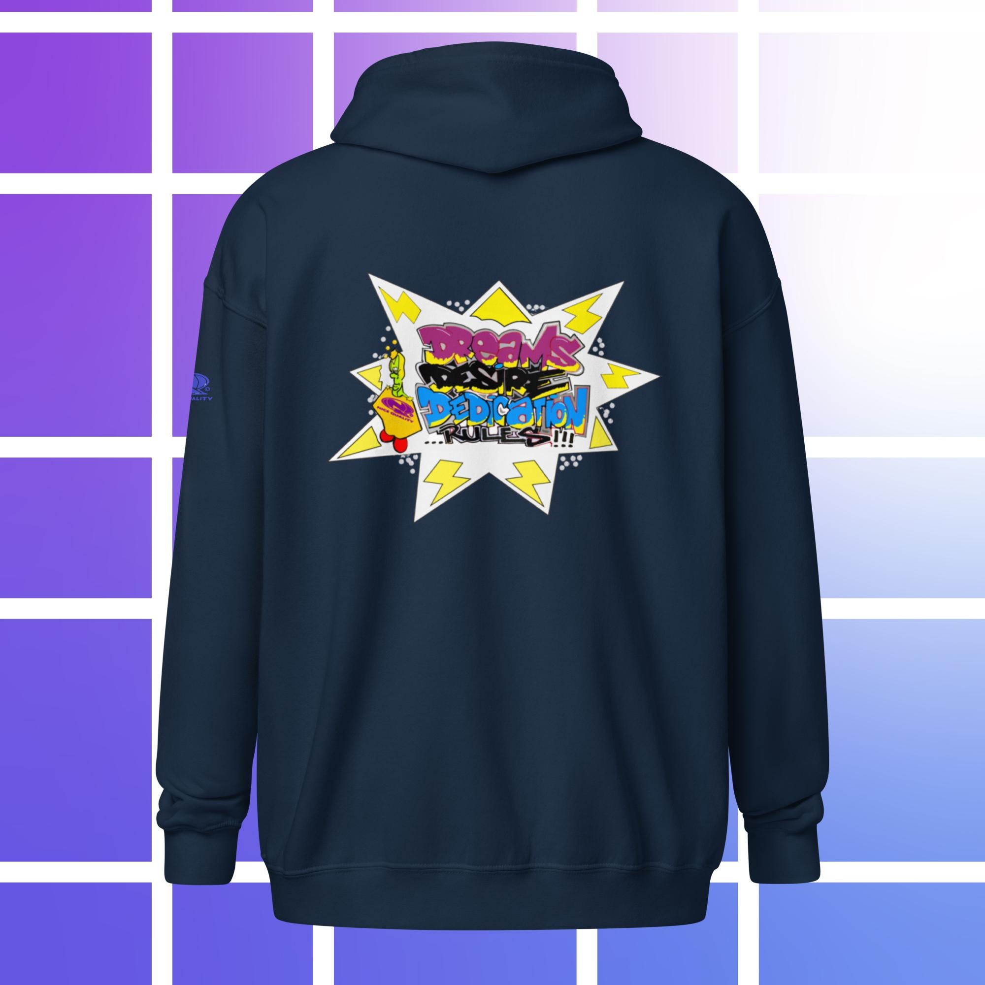 Sudadera unisex con capucha y cremallera de mezcla pesada