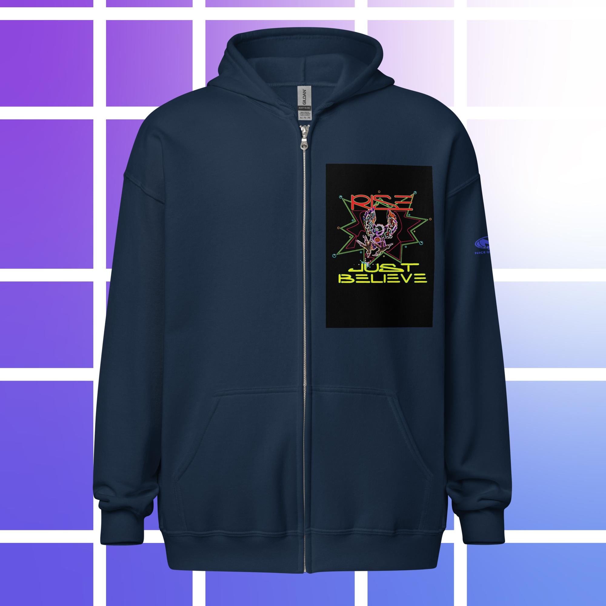 Sudadera unisex con capucha y cremallera de mezcla pesada
