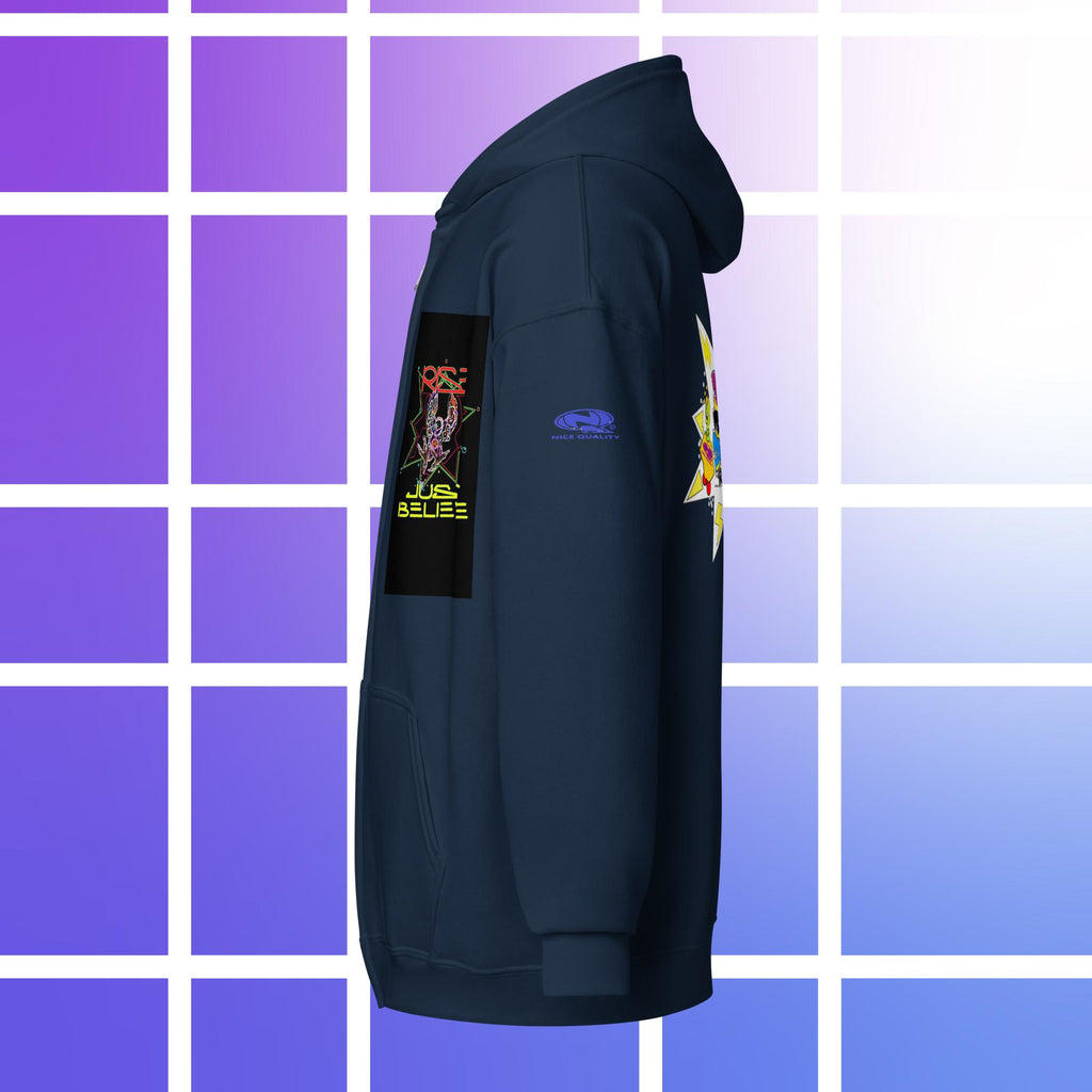Sudadera unisex con capucha y cremallera de mezcla pesada