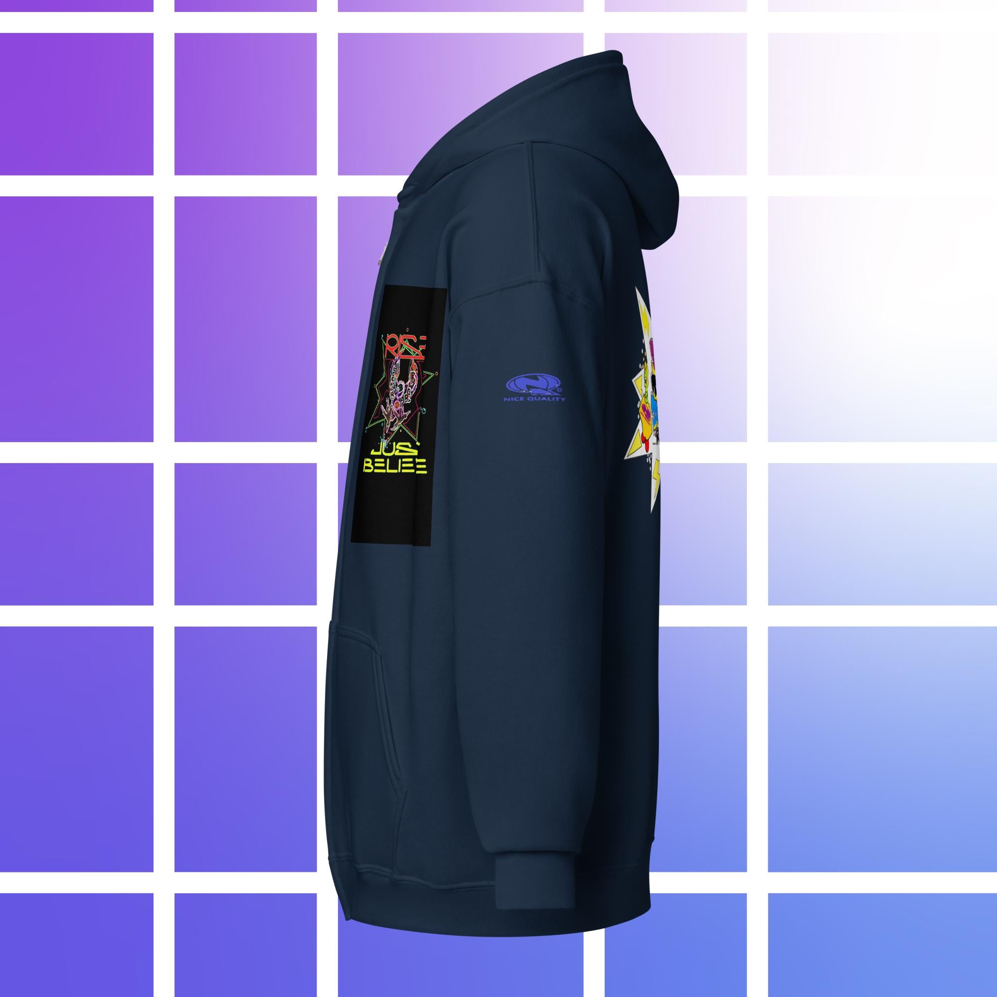 Sudadera unisex con capucha y cremallera de mezcla pesada