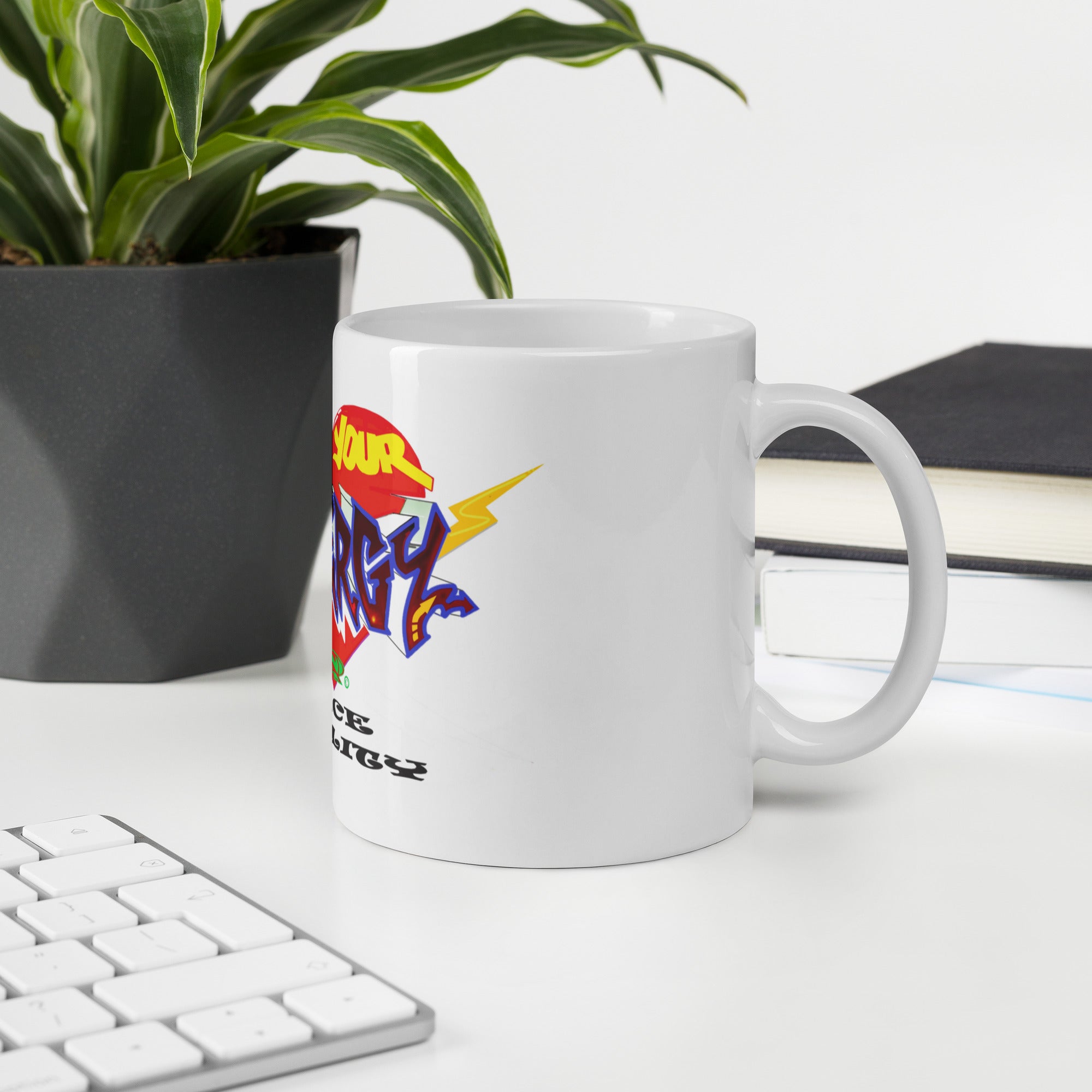 Taza blanca brillante