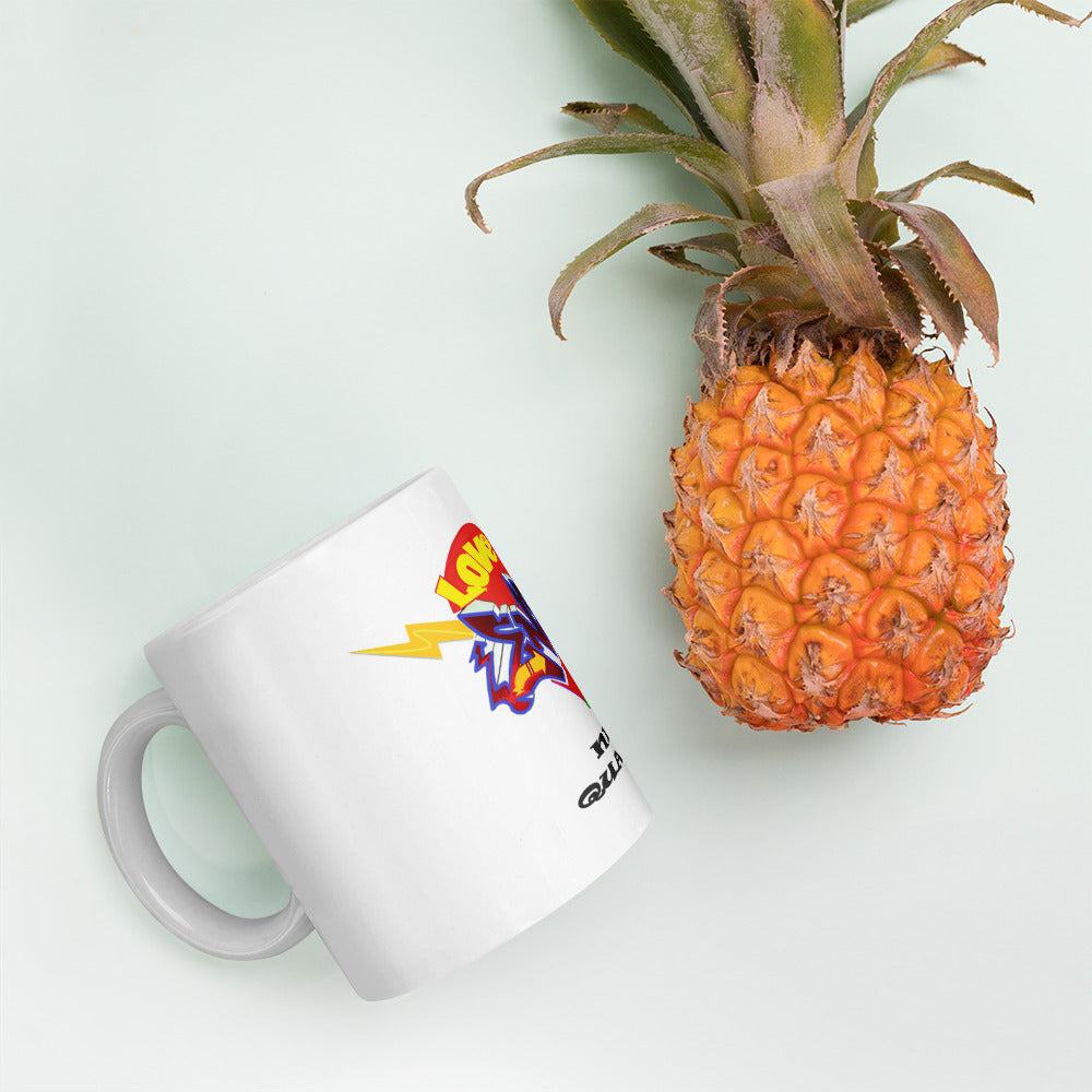 Taza blanca brillante