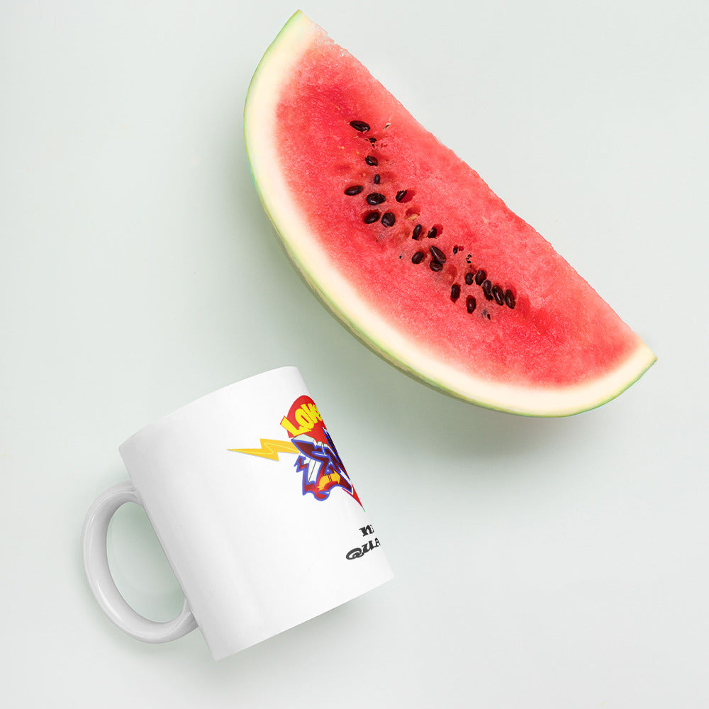 Taza blanca brillante