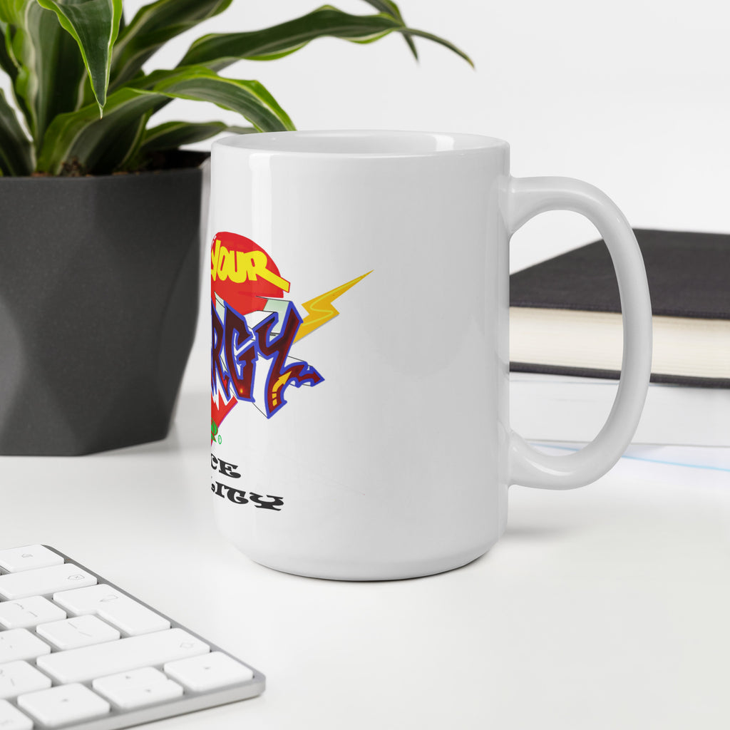 Taza blanca brillante