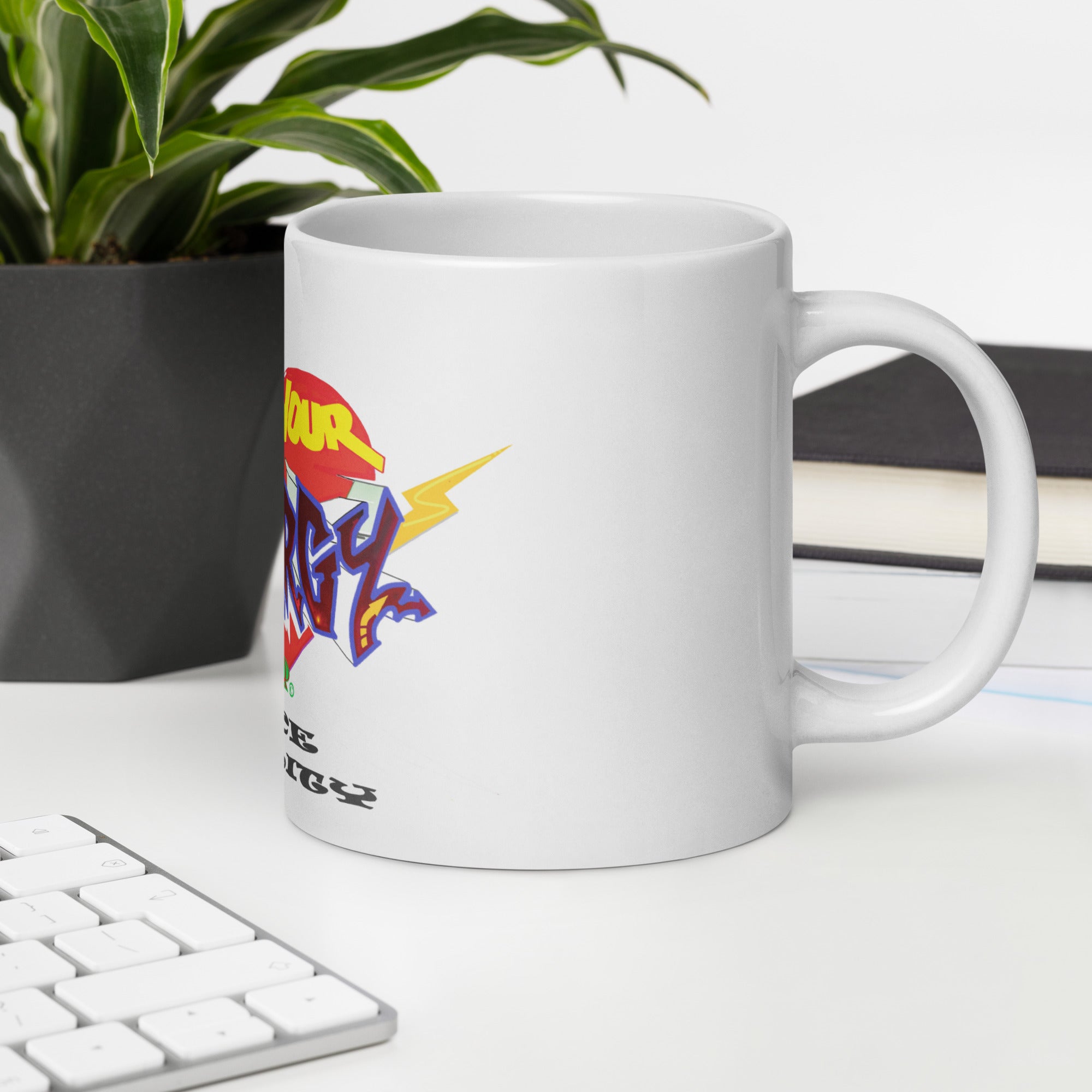 Taza blanca brillante